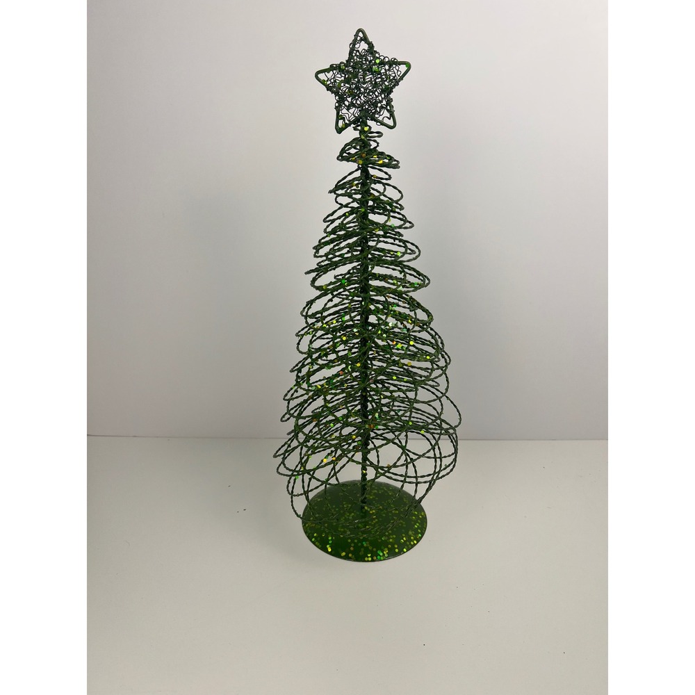 Pier One Glitter Wire Christmas Tree Star‎ Topper Festive Holiday Decor Green